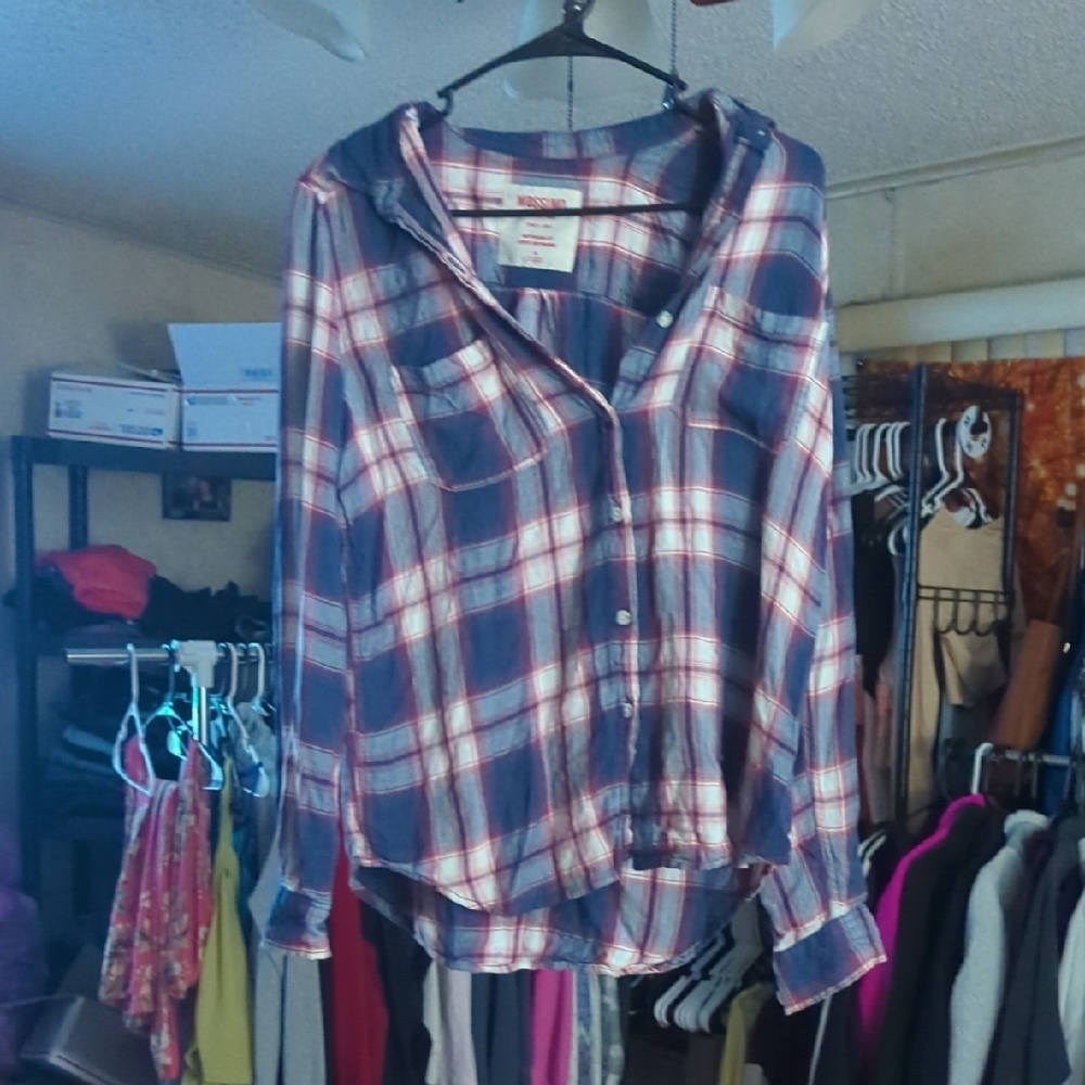 Mossimo Supply Co. Red and Blue Plaid Shirt